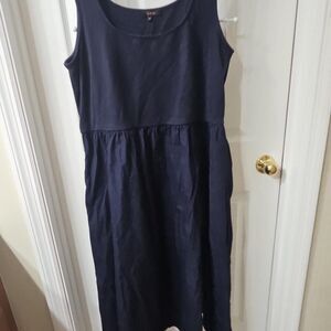 Quince Sleeveless Dress Size M Navy Blue Tank Midi Drop Waist